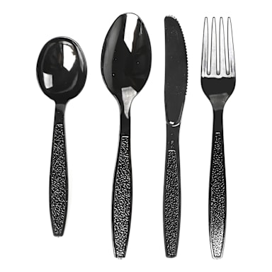 Darling Foodservice Heavy Weight Black 6 Pc. Cutlery Kit