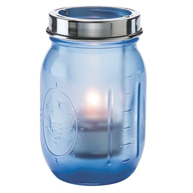 Hollowick 1610SDBL Satin Dark Blue Firefly Jar with Tealight Cradle