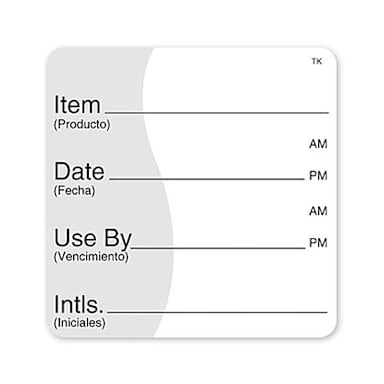 Day Mark 114238 Tough Mark 2" x 2" Item Date Use By Label