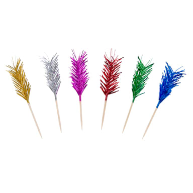 Town Food Service 51807 Assorted Wood Stem Foil Top 4" Pick