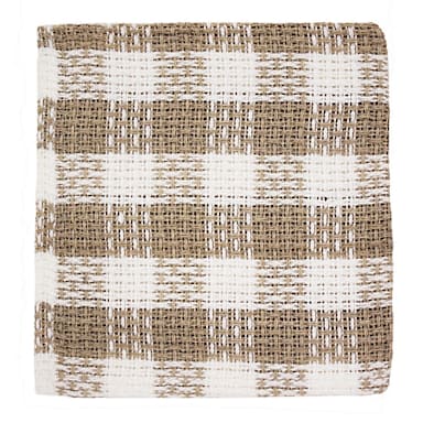 John Ritzenthaler 201-00 Taupe / White Check 12" Sq Dishcloth - 4 / PK