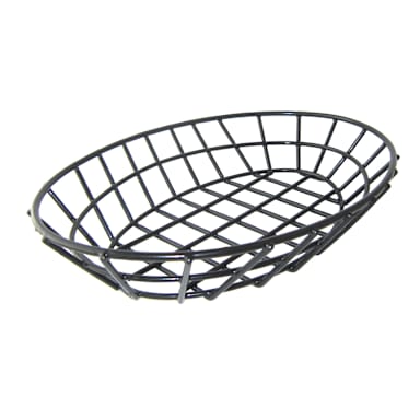 G.E.T. 4-34418 Black Poly Coated Iron 12" x 8.5" Oval Grid Basket