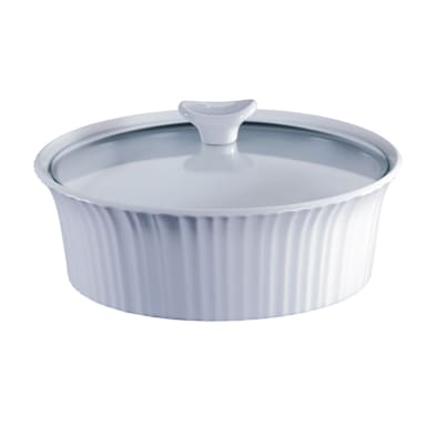 CorningWare 1105930 French White 2.5 Quart Round Casserole - 2 / CS