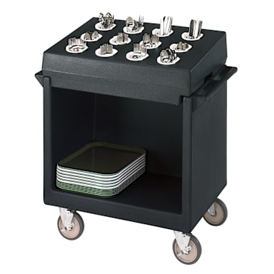 Cambro TDCR12110 Black Tray / Dish Cart w/ 12-Comp Cutlery Rack