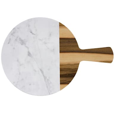 EGS M12RWM-HWC Sierra Faux Wood and Marble 12" Round Serving Board