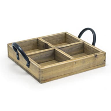 FOH TCS014NAW21 Rustic Wood 4-Compartment Square Holder - 4 / CS