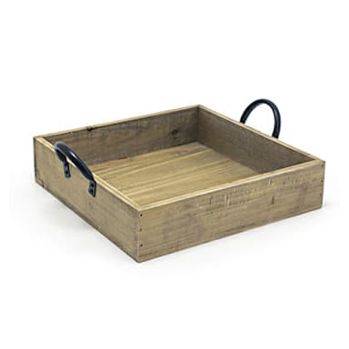 FOH SPT059NAW21 Rustic Wood 9.75" Square Box - 4 / CS