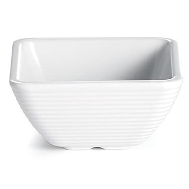 TableCraft RAMS3W White Melamine 3 Oz. Square Ribbed Ramekin