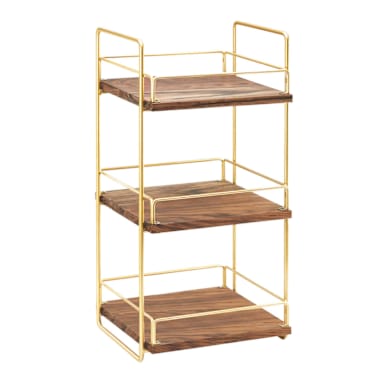 Cal-Mil 3704-3-46 3-Tier Mid-Century Brass Frame Merchandiser
