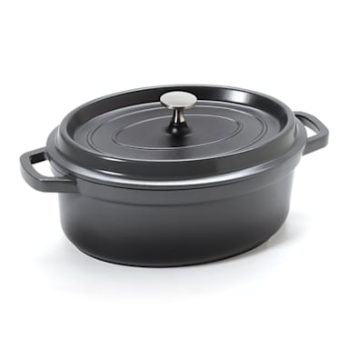 G.E.T. CA-009-GR/BK Heiss Gray 3.5 Quart Oval Dutch Oven