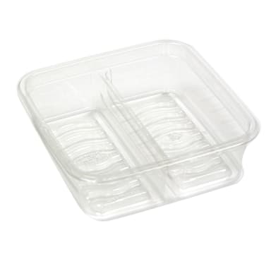 Pactiv 6S172CJY Clear 2 Compartment Container w/ Juice Trap