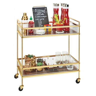 Cal-Mil 3719-46 Mid-Century Brass 2-Shelf Beverage Cart