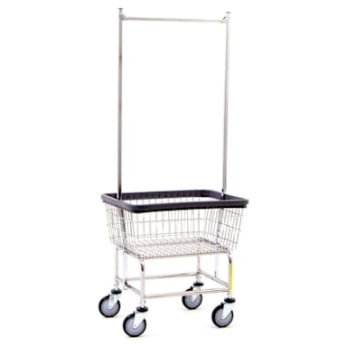 R & B Wire 100CECSINGLE58CKD Laundry Cart with Double Pole Rack