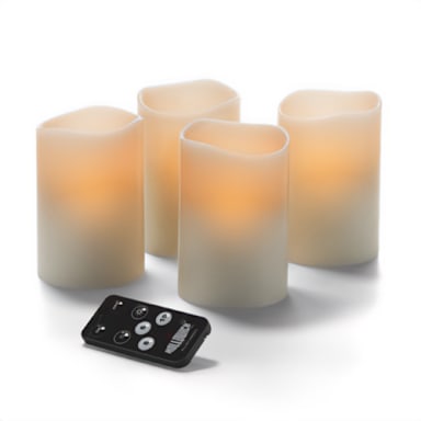 Hollowick HFWP34RT-A Ivory 3 x 4"H Wax LED Pillar Candle - 4 / CS