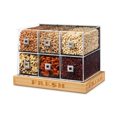 Rosseto BD114 6-Drawer Acrylic Bakery Case with Bamboo Base