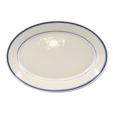 Homer Laughlin 1561085 Blue Band 12.25" Oval Plate