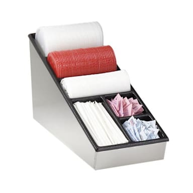 Dispense-Rite NLS-1 S/S 6-Compartment Straw / Lid Organizer