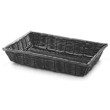 TableCraft 2489 Black Polypropylene Handwoven 16" x 11.5" x 3" Basket