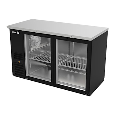 Darling Foodservice Glass 2-Door 58" Black Back Bar Refrigerator