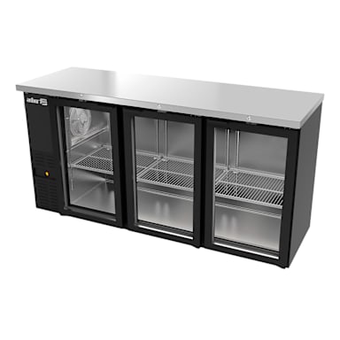 Darling Foodservice 3-Glass Door 72" Slim Black Back Bar Refrigerator