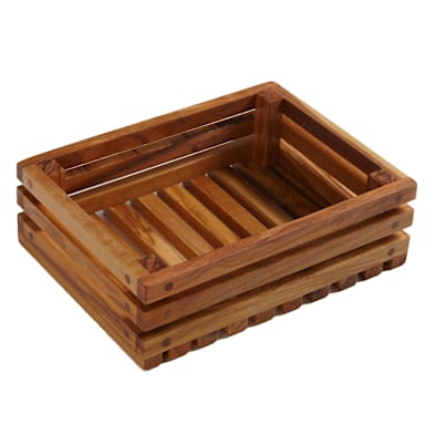 American Metalcraft OWBB2 Olive Wood 7.75 x 6 x 2.4" Bread Crate