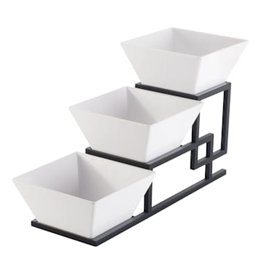 Cal-Mil 3404-13 Black 3-Tier Metal Framed Bowl Display