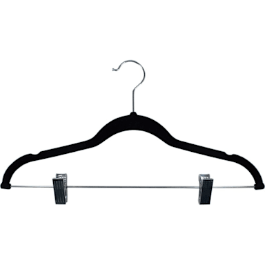Hangers Direct HD666924 Black 16" Hanger w/ Clips/Notches