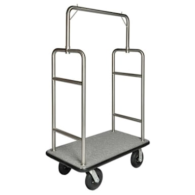 Central Specialties 2599BK-010-GRY 44 x 24 x 72 Carpeted Bellman Cart