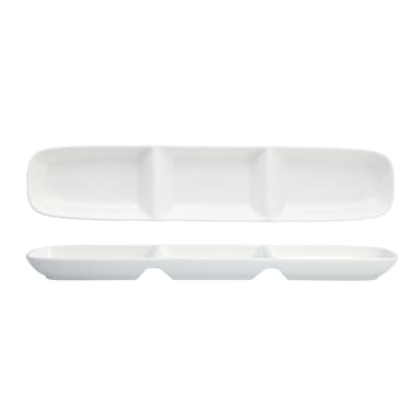 Fortessa DV.70416 3-Compartment 16.5 x 3.5 x 1 In Canoe Tray