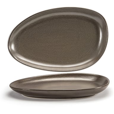 FOH SPT056ESP20 Kiln Mocha 14" Oval Plate - 2 / CS