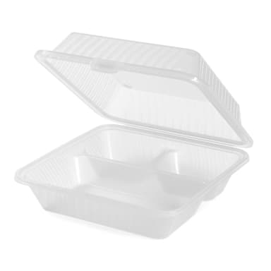 G.E.T. EC-09-1-CL Eco-Takeouts Clear 3-Compartment Container - Dozen