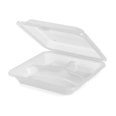 G.E.T. EC-12-1-CL Eco-Takeouts Clear 3-Compartment Container