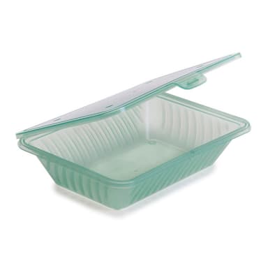 G.E.T. EC-18-JA Eco-Takeouts Jade Flat Top Half-Size Container - Dozen