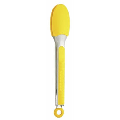 Darling Foodservice Yellow Silicone-Coated 9" Locking Tong