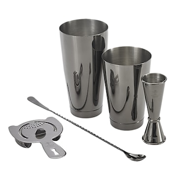 Mercer Culinary M37101BK Barfly S/S 5-Pc Gun Metal Black Basic Bar Set