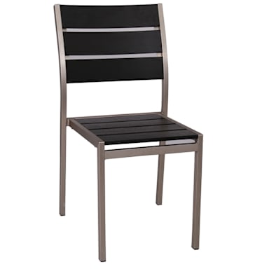 G & A 8216 B Brushed Alum. Outdoor Sol Chair with Black Teak Slats