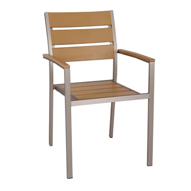G & A 8216AR T Aluminum Outdoor Sol Arm Chair with Tan Teak Slats