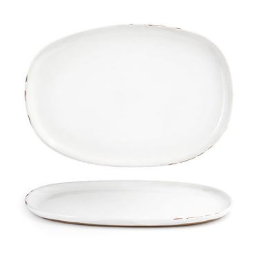FOH DOS033WHP21 Artefact White 13 x 9" Oval Plate - 4 / CS