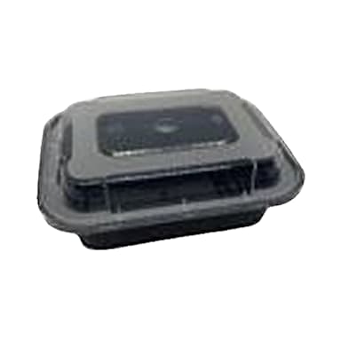 Darling Foodservice Black 12 Ounce Rect. Container w/ Lid
