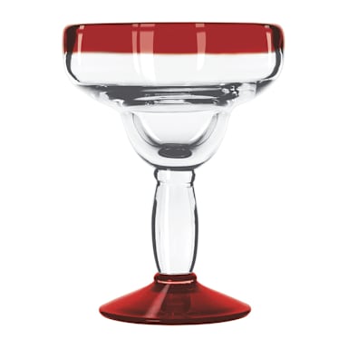 Libbey 92308R Aruba 12 Oz Margarita Glass w/ Red Rim / Foot