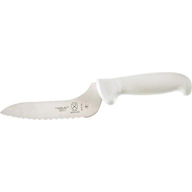 Mercer Culinary M18134 White 6" Offset Bread Knife with Wavy Edge