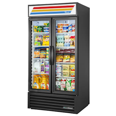 True GDM-35-HC~TSL01 BLACK Refrigerated 2-Section Merchandiser