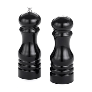 American Metalcraft PMSBL62 Wood Black 6 In Salt & Pepper Mill Set