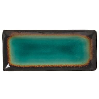 Libbey - Formerly World Tableware BF-11 Turquoise / Brown 11-1/2" x 5" Platter
