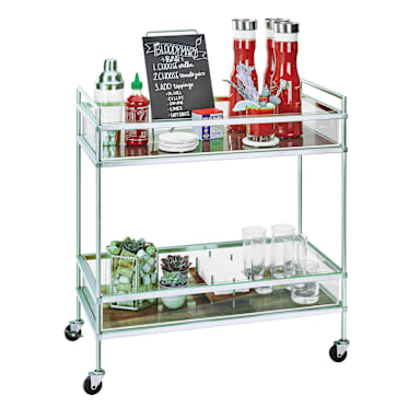 Cal-Mil 3719-49 Mid-Century Chrome 2-Shelf Beverage Cart