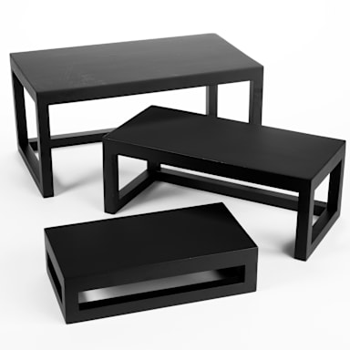 American Metalcraft AWRS 3-Pc. Black Laquered Wood Frame Riser Set