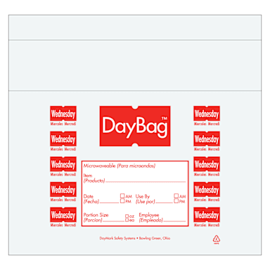 DayMark 110918 Clear/Red Wednesday 10" x 8.5" Portion Bag - 8000 / CS