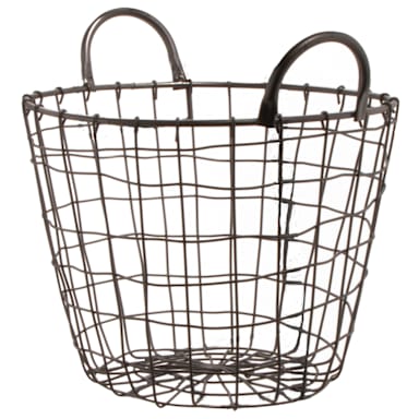 G.E.T. WB-319-MG Breeze Gray Powder Coated 13" x 9.5"H Round Basket