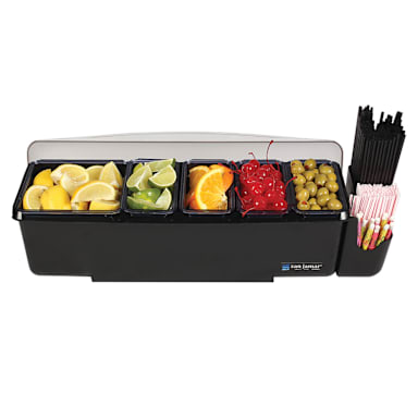 San Jamar BD4005E 5-Compartment Condiment Tray with Snap On Caddy