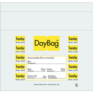 DayMark 110917 Clear / Yellow Tuesday 10 x 8.5 Portion Bag - 2000 / PK